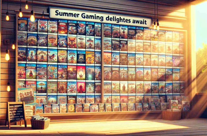 Picture a warm summer day with sunlight filtering down on a vibrant digital storefront. The scene encapsulates the essence of an online gaming platform store, teeming with varieties of exciting game covers arranged in a grid layout. Buzz words like 'new releases', 'discounts', and 'staff picks' pop up across the page. A large banner at the top hails 'Summer Gaming Delights Await!'. This scene is as detailed as a high-definition photograph, capturing the textures, shadows and colors with pinpoint precision.