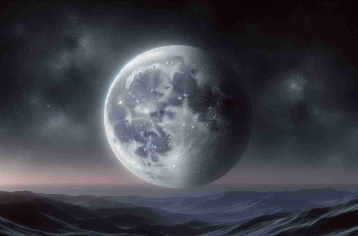 Generate a realistic, high-definition image that portrays the mystery behind the moon's invisible atmosphere. This could be visualized as a lunar landscape with the star-filled cosmos in the background, veiled by a thin, lightly shimmering layer to represent the moon's ostensibly invisible atmosphere.