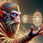 Generate a high-definition, realistic image of a mythical monkey character, inspired by eastern folklore, who is groundbreaking in the realm of digital games. The character is known for his powerful and mystical abilities, and his significant influence in the gaming universe should be apparent.