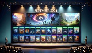 A realistic, high-definition image showcasing the announcement of exciting new additions to a popular videogame subscription service for September 2024. The image shows brilliantly colored game cover art lined up in a neat row, each revealing unique worlds and characters. Accompanying the games are short descriptions, highlighting the unique features and points of interest for each addition. The background of the image is adorned with soft, ambient lights symbolizing the intrigue and joy of discovering new games.