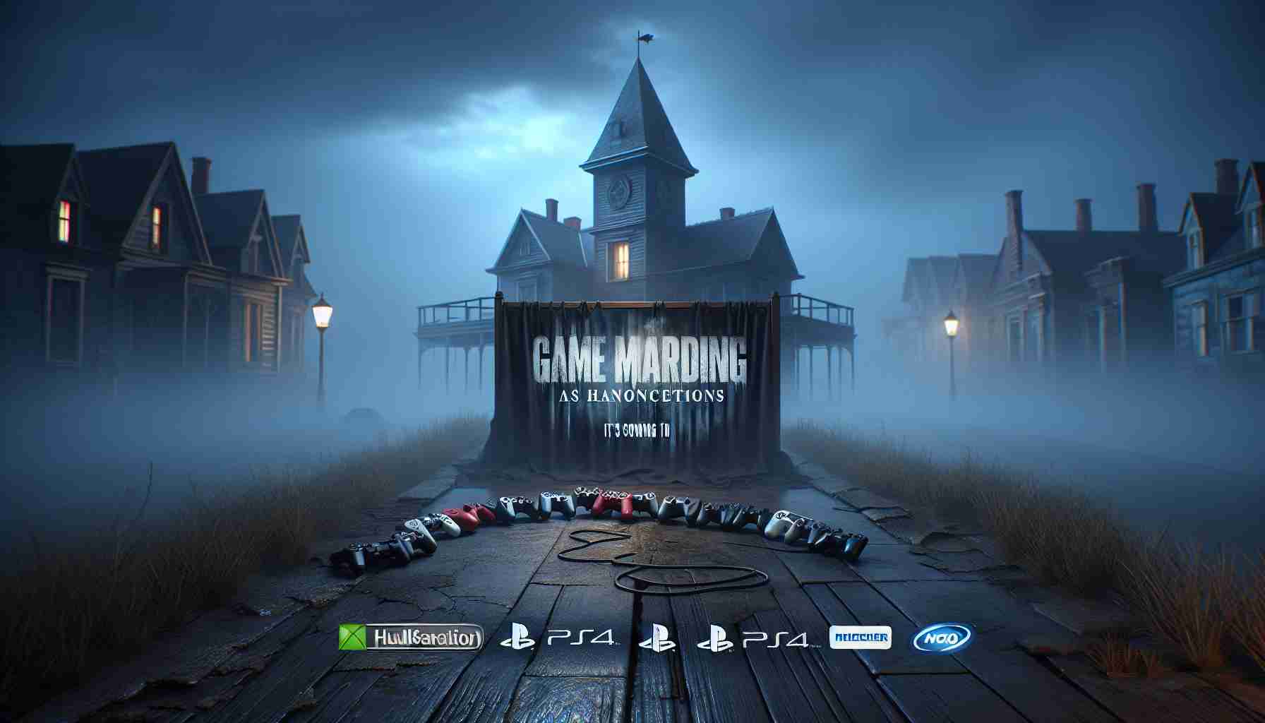 A realistic, high-definition image of a fictional game announcement, presented as exciting news for fans. The announcement is for a remake of a popular horror-themed video game set in a fog-covered, abandoned town, and it's coming to multiple gaming platforms. Emphasize the eerie and ominous atmosphere, synonymous with the game, in the design of the announcement. The details include the title of the game displayed prominently, alongside logos representing multiple gaming platforms.