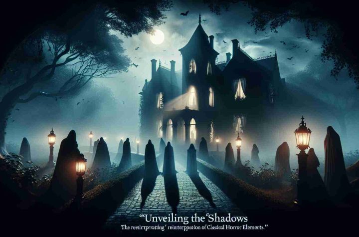 A high-definition, realistic image portraying the concept of 'Unveiling the Shadows' which represents a reinterpretation of classical horror elements. The image could feature gothic themes, with elements such as a secluded mansion, foggy paths, silhouettes, illuminated only by the ethereal glow of the moon or lanterns. Shadowy figures and faces reveal themselves in subtle and atmospheric ways, rather than overt or stereotypical monstrous depictions. The overall setting remains suspense-filled, keeping the viewer on-edge, reflective of traditional horror literature.