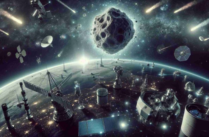 A highly detailed and realistic image showcasing the new era of asteroid defense initiatives. It should capture the concept of advanced technology such as state-of-the-art satellite systems, powerful telescopes, space surveillance equipment and potential interception rockets monitoring space for asteroid threats. The background should be the vast expanse of space, dotted with stars, galaxies and distant celestial bodies. This image represents mankind's progress and diligence in protecting Earth from potential asteroid hazards.