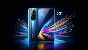 Generate a realistic, high-definition image of a theoretical, top-of-the-line smartphone dubbed the Realme 12 Pro+ 5G. The imagined device should boast a stylish and elegant design with the latest technology available. Represent its powerful capabilities through dynamic lines, an ultra-thin body, a sleek color scheme, a large display, and multiple cameras. Remember to highlight the 5G icon as a testament to its extraordinary connectivity.