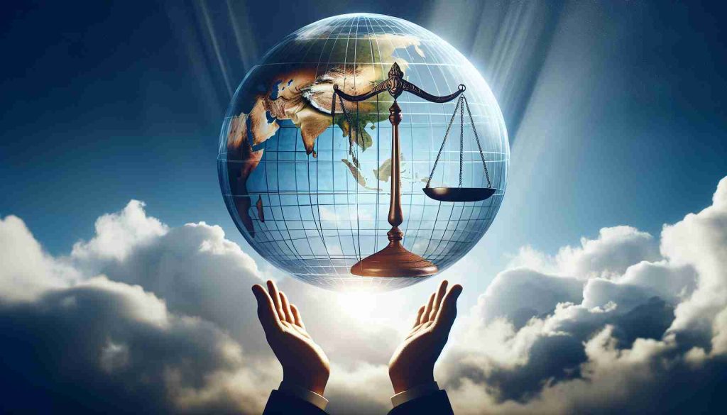 Create a high-definition, realistic image that symbolizes 'The Era of Transparency and Accountability.' It could include visual metaphors such as a glass globe representing transparency and scales of justice signifying accountability. The sky in the background can demonstrate the wide reach and openness of this era, shining a light on the globe and scales.