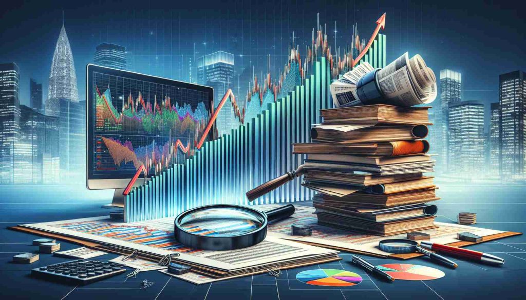 A realistic high-definition image representing the exploration of high-growth investment opportunities. This scene sets on a graph chart showing a steep upward curve, beside is a magnifying glass metaphorically scrutinizing the chart. There's a computer screen open with a myriad of colorful stock market graphs. On the side, piles of reports and papers are stacked, waiting for analysis, symbolizing potential investments. In the background, there's a glassy skyscraper to symbolize the corporate world. All these illustrations sum up the keen detailed analysis involved in exploring lucrative financial ventures.