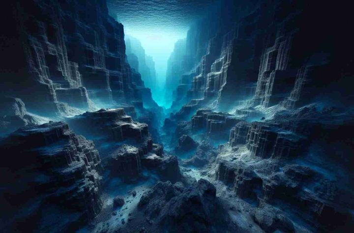 A high definition, realistic image showcasing the fascinating world of underwater caves. The underwater terrain should exhibit an array of different geological features, such as intricate rock formations, tunnels and chambers. With the help of a faint light source, observe a variety of underwater fauna finding solace in these environments. Different shades of blue should predominate the frame, adding a mystic aura to the scene.