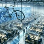 A high-definition, realistic image highlighting a shift in production strategy of Flyer Bicycles amid industrial challenges. Depict a bicycle factory with workers of various descents and genders busily adapting their methods. Show advanced machinery, blueprints, assembly lines, and quality checks in place, signifying a modern approach to manufacturing. The walls may be decorated with charts and graphs showing changing industry trends. In the foreground, let there be a finished bicycle model, emblematic of the company's resilience and adaptability.