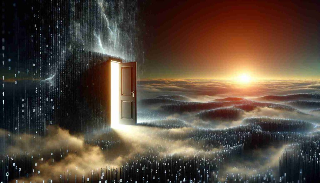 A high-definition image capturing the idea of exploring a new digital frontier, unlocking the world of online content. This could be visualized as an abstract landscape, possibly composed of ones and zeros to represent data, with hazy distant horizons to signify the vastness of the digital world. A door, half-unlocked and gradually opening into this terrain can symbolize 'unlocking'. Light can be seen escaping from the door, symbolizing the limitless possibilities and content available online.