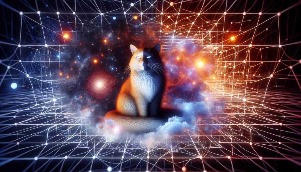 Realistically portrayed, high-definition illustration of the conceptual notion of quantum cat states. This could depict the idea of an abstract environment where there could be a symbol such as a cat that exists in two contrasting states simultaneously. Perhaps it is both awake and asleep, demonstrating superposition, a key phenomenon in quantum mechanics. As intricate as this concept seems, try showcasing it in a comprehendible manner where viewers can grasp the fundamental principles of quantum superposition.