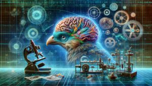 A high-definition, realistic representation of a historic moment of scientific discovery: uncovering the secrets of an avian brain from the prehistoric era. This could include a detailed, vibrant illustration of the brain, with its myriad of complex structures explored using advanced technology. Surround the scene with elements of a laboratory setting, replete with modern scientific equipment. The reflection of the awe and fascination of the scientists can be perceived in the intricate detail and the vibrant colors used to depict this remarkable breakthrough.