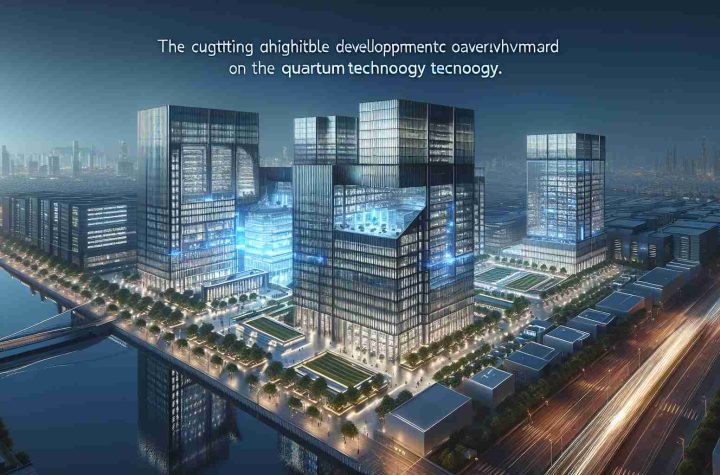 A realistic, high-definition image of a cutting-edge Quantum Technology Park. The park symbolizes a remarkable development overhaul on the South Side of an undisclosed city. It comprises of modern architectural structures inhabited by high-tech corporations pioneering quantum technology. Reflect visuals of monolithic buildings with sleek glass facades reflecting the cityscape. Include parks and lounging spaces for the employees in the foreground, providing contrast to the state-of-the-art edifices. Details should highlight the thriving nature of the south side, emanating the light of progress and development.