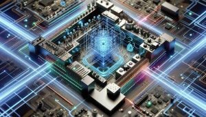 High-definition and realistic image of a complex schematic representing the revolution in quantum computing. The image should include elements of advanced technology such as intricate circuit designs, glowing qubits, and 3D holograms representing quantum entanglement and superposition states. Important to note, the image should not depict any real information or data to respect the sensitive nature of quantum computing infrastructure and instead focus on visually expressing the concept of exponential advancement and revolution in the field.