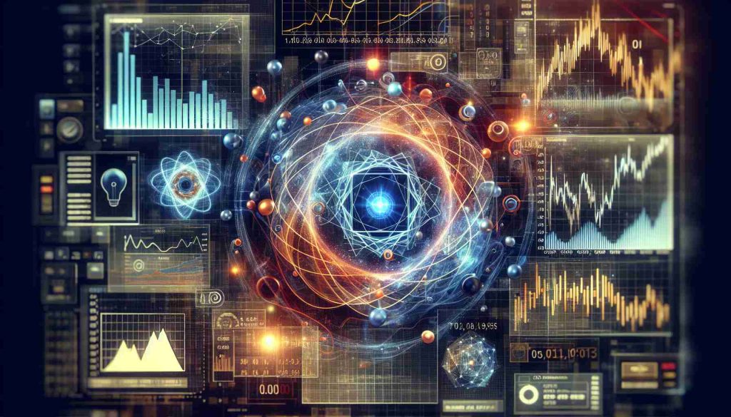 Generate a high-definition, realistic image that visually represents the concept of exploring opportunities in Quantum Technology Stocks. This could include a variety of symbolic visuals, such as graphs indicating growth, abstract quantum technology concept like qubits or entanglement, and stock market imagery like stock charts or stock exchange boards.