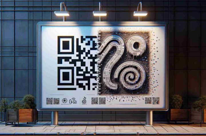 A high-definition, realistic image showcasing the evolution of QR codes in the realm of modern advertising. The scene should include two contrasting designs of QR codes. The older design should be simple and basic, revealing its purely functional purpose in the past. The newer design should be intricate and artistically pleasing, indicative of the aesthetic appeal in present times. The QR codes should be cleverly integrated within an advertising medium, such as a billboard or a magazine advert, to subtly hint at their versatile usage.