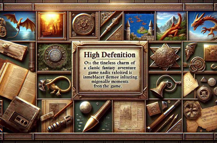 High definition, realistic image capturing the timeless charm of a classic fantasy adventure game named 'Questing the Dragon III', visualized with elements indicating its theme and aesthetic. Possible features may include a medieval setting, dragon-themed artifacts, antiquated technology, and symbolic cues that allude to memorable moments from the game.