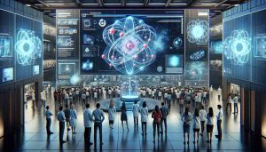 A high-definition, hyper-realistic image showcasing the unveiling of the future of quantum technology. The scene is set in a futuristic technology exhibition, filled with scientists and technology enthusiasts of diverse descents and genders. They are observing a large holographic display of quantum computers and quantum principles at work. The holographic models vividly demonstrate particles in superposition and entanglement, critical aspects of quantum theory, with digital info-graphics next to them offering explanatory details. The environment is illuminated with cool, ambient lighting that adds a futuristic vibe to the scene.