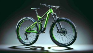 Create a hyper-realistic high definition image of a green trail bike. The bike is spectacular and eye-catching. It's designed for rough terrains with high-quality suspension and rugged tires. The frame is made of sturdy materials and painted in a vibrant shade of green. The seat is comfortable and ergonomic, and the handlebars feature easy-to-reach brakes and gear shifters.