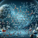 Realistic high-definition image illustrating the manifold applications of α,β-unsaturated carbonyl compounds. Please depict the chemical structures of α,β-unsaturated carbonyl compounds prominently displayed in the center. Add various scientific laboratory settings, where these compounds are typically used, on the background to hint at the breadth of their applicability in scientific research and industry.