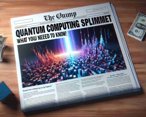 Generate a realistic, high-definition image that symbolizes the decline in quantum computing stocks. The image should reflect some of the challenges or reasons for this drop. Include a newspaper headline that reads 'Quantum Computing Stocks Plummet: What You Need to Know!' to indicate the context and urgency of the situation.