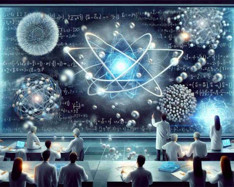 Realistic high-definition image portraying the concept of a ground-breaking discovery in quantum physics. This involves a new state of matter being unveiled. The scene could show a series of complex scientific equations and diagrams on a chalkboard or transparent board, particles interacting in unique ways that represent this new state of matter, and scientists of various genders and descents being amazed by the discovery.