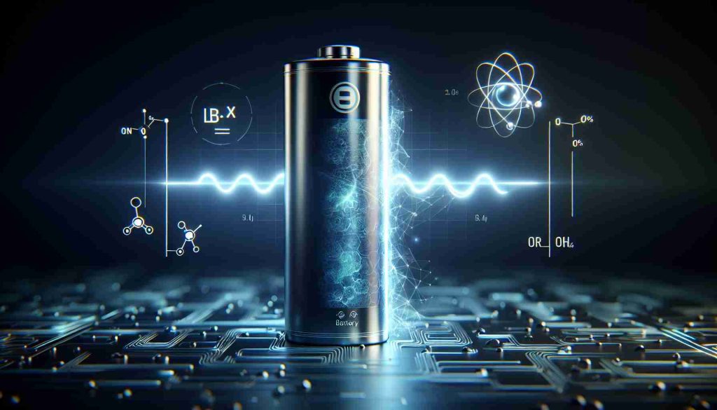 Produce an HD realistic depiction of the concept 'A Quantum Leap in Energy Storage'. The image should showcase futuristic battery technology. This could be depicted visually by a cutting-edge, sleekly designed, eco-friendly battery glowing with a pulsing energy. Include symbols of quantum mechanics such as atomic models or quantum wave patterns, tying these elements together to demonstrate the great leap forward in energy storage. The image should feel innovative and futuristic, with a sharp, high-tech aesthetic.