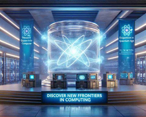 An ultra-high definition, photorealistic representation of a notional leap into a quantum age at a nonspecific university. The scene might includes a futuristic computer lab with nascent quantum computers. Perhaps the room is bathed in an ethereal glow, emanating from the computers themselves, symbolizing the quantum leap being made. Alongside it, a banner stating 'Discover New Frontiers in Computing' is proudly displayed, hinting at the groundbreaking research and discoveries happening within.