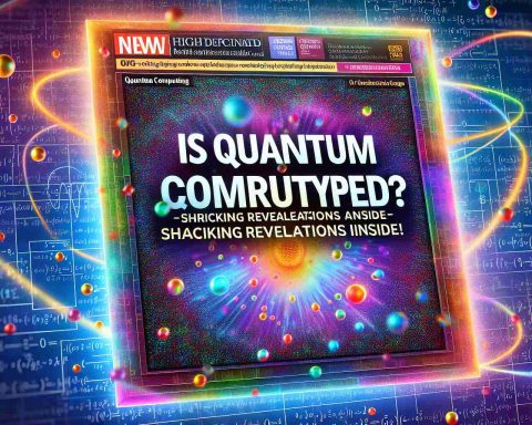 Realistically created high-definition image featuring the headline 'Is Quantum Computing Overhyped? Shocking Revelations Inside!' with a backdrop of quantum physics equations and colorful, abstract binary code to represent the concept of quantum computing. The headline should be in bold and vividly colored texts to capture attention.