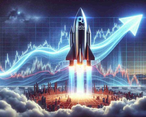 High-definition image of a metaphorical representation of quantum computing stocks soaring high in the economy. This can be visualized in the form of a rocket, symbolizing Rigetti Computing, taking off against the backdrop of a financial chart that indicates a surge. The sky represents the stock market with the rocket making waves as it ascends, embodying the impact and disruption brought about by Rigetti Computing in the field of quantum computing.