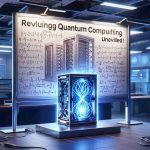 An image that portrays the concept of revolutionizing quantum computing. The scene contains a computer lab with a complex whiteboard-etched mathematical formula and intricately designed quantum computer hardware glowing with blue lights. Nearby, a banner with the text 'Exciting New Developments Unveiled!' hangs, symbolizing recent breakthroughs. Render it realistically and in HD quality.