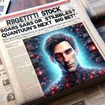 A high-definition realistic image of a newspaper headline stating: 'Rigetti Stock Soars or Stumbles? Quantum Computing's Next Big Bet'