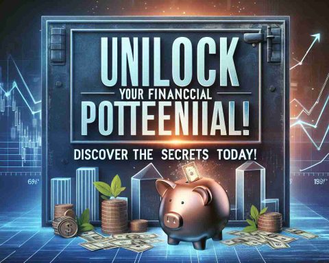 A realistic high-definition image displaying the phrase 'Unlock Your Financial Potential! Discover the Secrets Today!' in striking, bold letters against a meaningful background that inspires financial growth and success. The background could perhaps feature symbols of prosperity such as a graph trending upwards, a piggy bank, or a safe with an open door, suggesting the unlocking of potential.