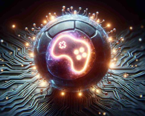 High definition, realistic image of symbolic representation of artificial intelligence in gaming technology, implying a breakthrough change. Imagine the innovation as a glowing sphere with intertwined circuits, hinting at a potential advantage over competitors in the field.