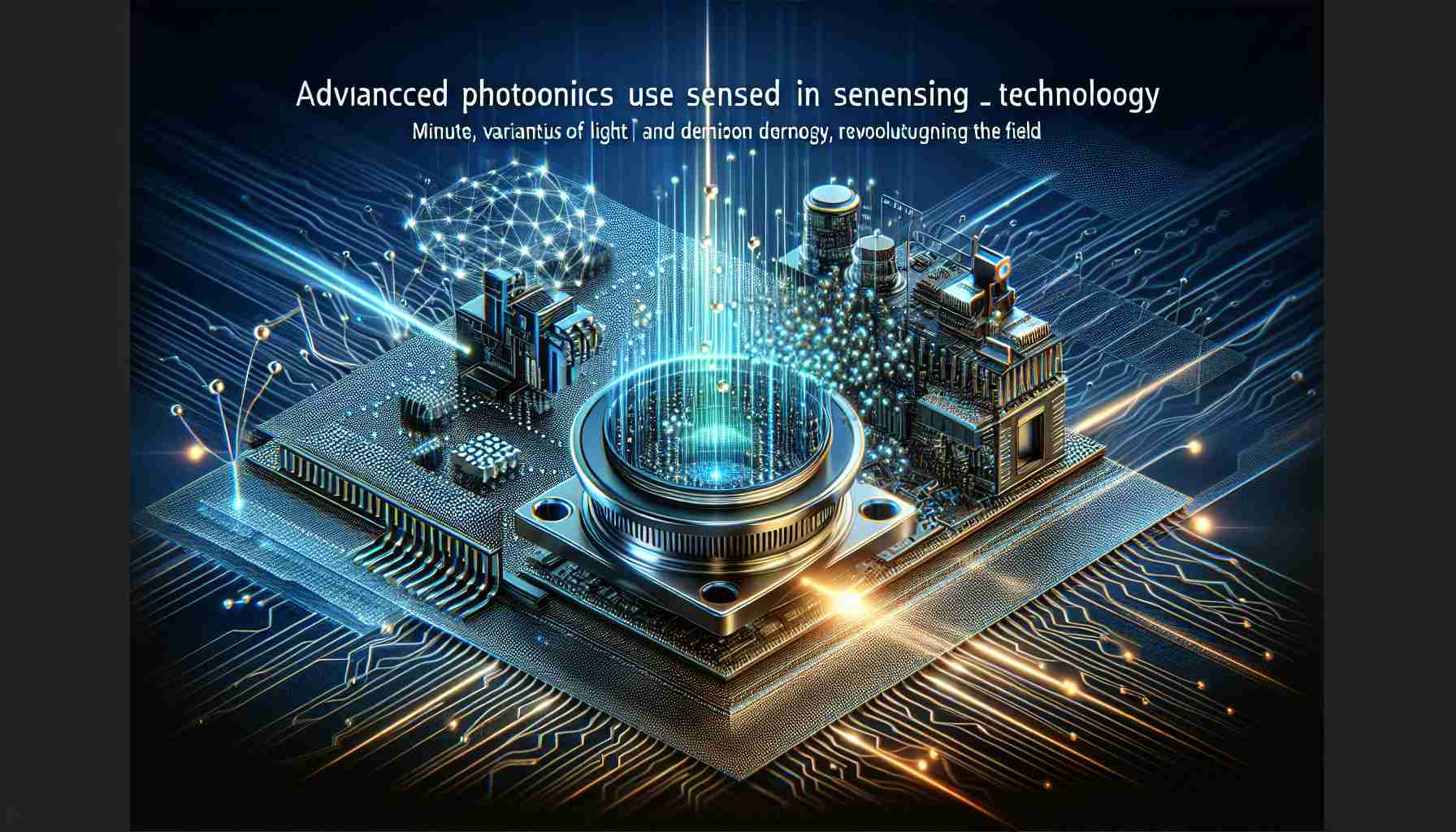 An illustration of advanced photonics used in sensing technology, revolutionizing the field. The image displays minute, variants of light waves (photons) interacting with high definition sensing devices. These devices are cutting-edge, advanced in design and technicality, composed of complex circuitry and hardware. There's dynamic interaction between light and sensors, demonstrating how photonics technology is critical in sensing applications. Please generate the image in a realistic, detailed and high-definition manner.