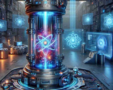 A highly detailed, realistic image depicting the concept of unlocking quantum potential: a towering central device, glowing with vibrant atomic swirls, signifying quantum energy. Adjacent, there is a high-tech waste recycling machinery, glowing with a bluish aura from heat being absorbed and repurposed. In the backdrop, symbols of future technologies are present: holographic screens, advanced robotics, complex circuit patterns. The entire setting is inside a futuristic lab environment with sleek technology, glowing lights and scientific instruments, reflecting the promise of efficient energy use and technological advancements.