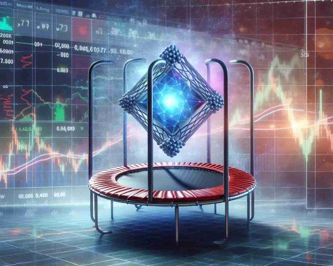 High definition photo realistically depicting the concept of 'Stock Alert! Quantum Computing Takes a Deep Dive. Can It Bounce Back?'. Visual metaphors can include stock market charts displaying a sharp decline, a quantum computer juxtaposed with this and possibly a trampoline under the decline part of the chart indicating the possibility of a bounce back.