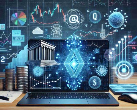 Create a conceptual high-definition image representing the future of stock markets influenced by quantum computing. The scene could include traditional symbols of stock markets such as charts and graphs, contrasted with elements representing quantum computing, such as qubits and a stylized representation of D-Wave's quantum computer.