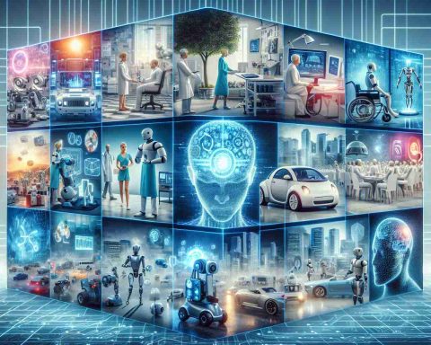 Generate a hyper-realistic, high-definition image representing the future of artificial intelligence. The image depicts innovations that cannot be ignored. It could showcase multiple scenes of how advanced AI has intertwined with various aspects of life. It may include scenes of robots in various occupational roles, advanced AI-assisted devices revolutionizing healthcare, automated vehicles on the move, AI integrated homes, and human-like AI in discussions or decision-making processes. Emphasize the omnipresence and importance of AI in the futuristic scene.