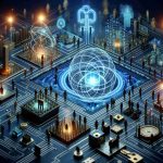 A conceptual high-definition image representing the theme of 'Unlocking the Future of Quantum Computing'. Picturing a futuristic technological scene where various figures are working side-by-side to revolutionize the field of quantum computing. The scene depicts a blend of traditional and modern technology elements such as mazes of circuits, glowing quantum particles, symbolic keys, and digital locks. Include representations of cooperation between the figures to signify major players joining forces for groundbreaking advancements.