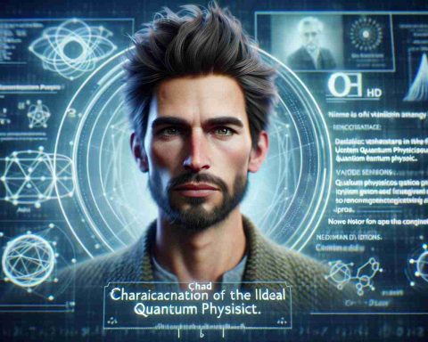 Realistic HD image of a visionary in the field of quantum physics, named Chad, who notably stands out from the crowd. He is portrayed with a sense of mystery and intellect intrinsically linked with his profession. Note that he is not an actual person but a characterization of the ideal quantum physicist.