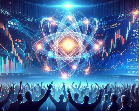 Create a realistic high-definition image representing a surge in stock for a quantum technology company, with an atmosphere of optimism about the future. Show dynamic graphs indicating dramatic growth, excited investors placing substantial bets, and portray an air of overall positivity surrounding the future of quantum technology.