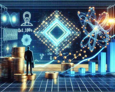 A high-definition, realistic illustration of quantum computing presenting an optimistic future for investors. The graphic should feature abstract representations of quantum mechanics such as qubits, superposition, and entanglement. Alongside this, visualize the idea of investment and market growth. Perhaps showcasing stacks of coins, graphs indicating positive trends, and investors looking upon the scene with a sense of anticipation and optimism.