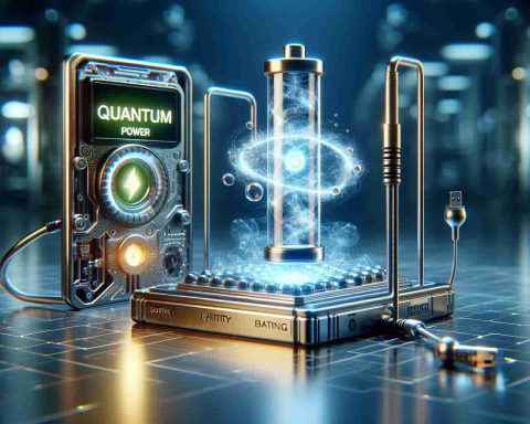 An ultra high-definition image showcasing the concept of the future of Quantum Battery Charging. Picture depicting a high-tech battery labelled 'Quantum Power' being charged by a sophisticated device that represents futuristic technology. The battery emanates an ethereal glow, signifying the instant power that's being charged. All this is set in a clean, modern science laboratory environment, with aesthetic lighting that highlights the main object and supports the overall theme of futuristic technology.